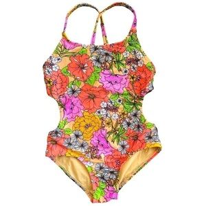 Cat & Jack Girls 1-piece Swimsuit Tropical Print Size XS (4-5)